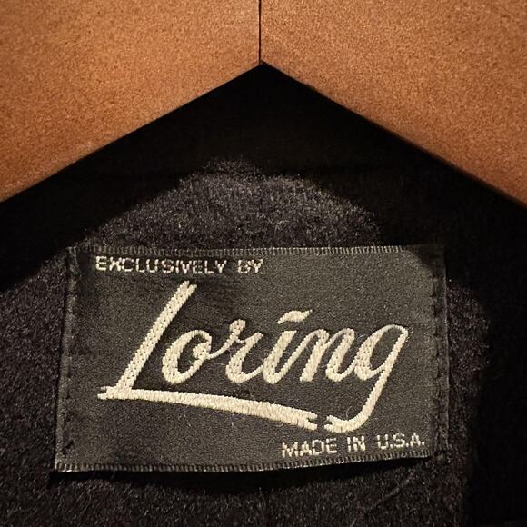 Vintage Black Pea Coat Women Large Wool Blend Andover Fabric USA 70s Loring - Picture 2 of 12